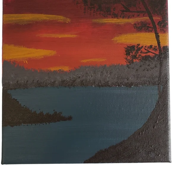 Pendleton Red Rob Roy Luxe Throw & Handmade Acrylic Sunset Canvas Painting NEW - Picture 5 of 11